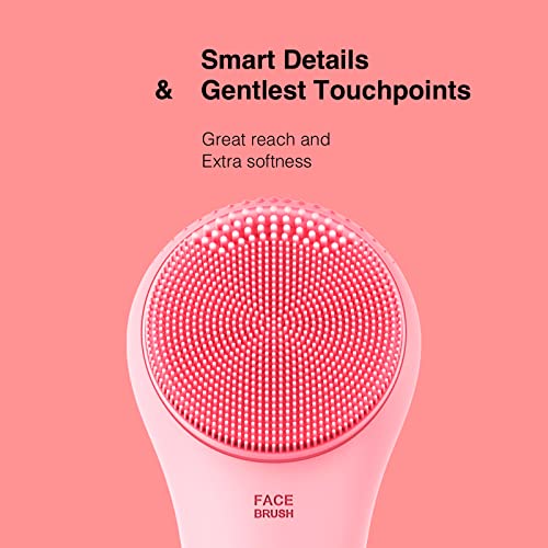 N?graCoola CLIE Facial Cleansing Brush, Waterproof and Rechargeable Electric Face Scrubber for Men & Women, Exfoliating, Massaging, and Cleansing - Pink