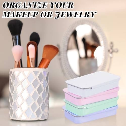 Norme 40 Pcs Small Slide Top Tin Lip Balm with Lids Rectangular Metal Containers for Lip Balm Candies Jewelry Crafts Pills Storage Kit (Macaron,2.36 x 1.38 x 0.39 Inch)