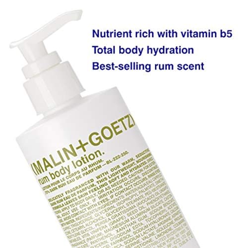 MALIN+GOETZ Rum Body Lotion | Lightweight Hydrating Lotion with Vitamin B5, Avocado + Grapeseed Oils | Nourishing, Fast-Absorbing Moisturizer | Vegetarian + Cruelty-Free | Dark Rum Scent (8.5 Fl Oz.)