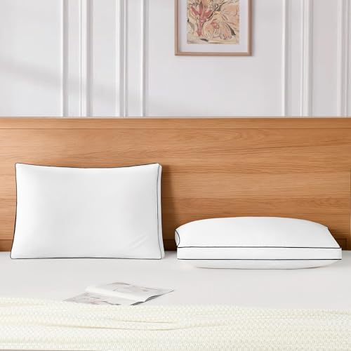 Queen Down Pillows 2 Pack - Luxury Hotel-Style Goose Feather Bedding