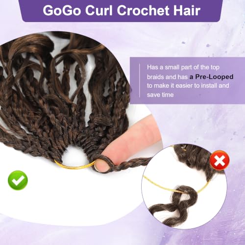 BATISI Gogo Curl Crochet Hair 8 Packs Short Ombre 10 Inch Pre-Looped Synthetic Extensions for Women