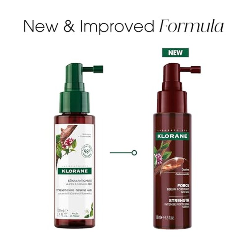 Klorane Intense Strengthening Serum with Quinine - Natural Alternative for Hair Thinning - Support Thicker, Stronger, Healthier Hair - Men & Women - Non-Greasy, Leave-in Formula - 3.3 fl. oz.