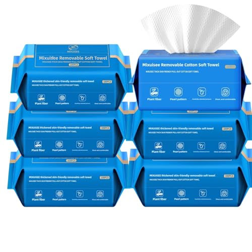 Disposable face towel,MIXUISEE thick and soft face towels,100% cotton facial towel,super thick 130%. Suitable for makeup removal and cleansing, and applicable to sensitive skin. (600 pieces)
