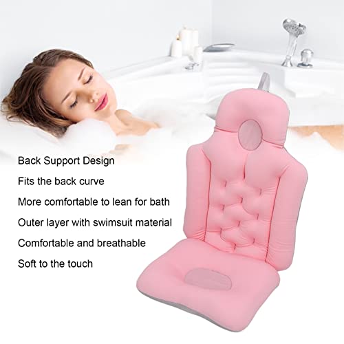 Bathtub Cushion Bathtub Pillow Soft Breathable Folding Headrest Back Support Bath Pillow Cushion for Adults Spa(Pink)