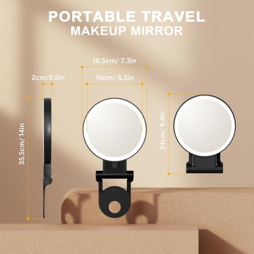 Auxmir Rechargeable 1X/30X Magnifying Makeup Mirror with Light - Black