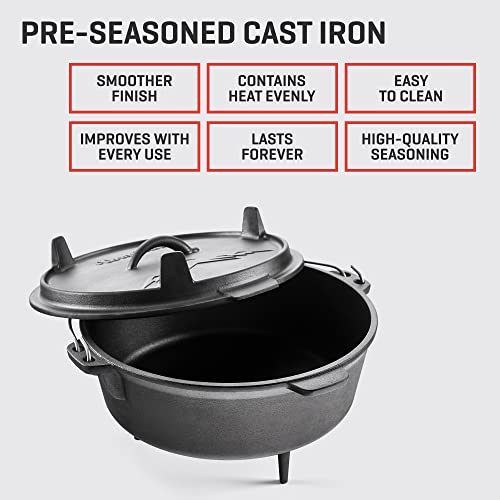 Uno Casa 6 Qt Cast Iron Dutch Oven Kit with Lid, Skillet, Tote & Recipe Book