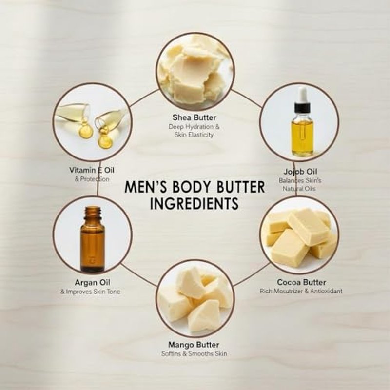 Body Butter for Men Set of 2, Shea Cologne and Cocoa King Set, Body Moisturizer for Men.
