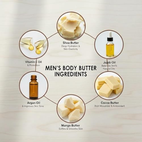 Men's Body Butter with Cologne Fragrance - Deep Moisturizer & Scented Cream