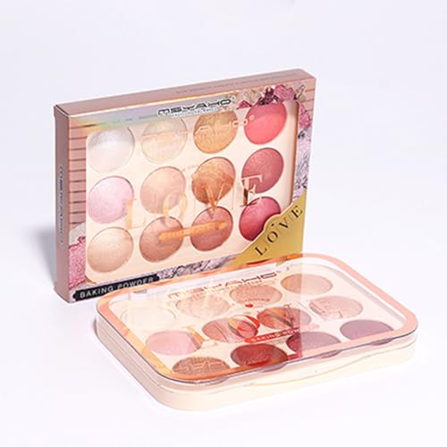 Baked Face & Eye Palette All in One, Highlighter Blush Contour & Eyeshadow, Silky Smooth Blendable Powder, Natural Low Saturation Shades, Waterproof Long-Lasting Makeup Palette for Daily Use-C01