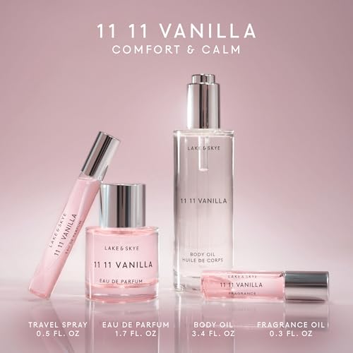 Lake & Skye 11 11 Vanilla Body Oil, 100mL, Subtle Musk & Vanilla Scent, Hydrating All-Over Moisturizer with Almond Oil, Vitamin E, Paraben-Free, Vegan, Nourishes & Softens Dry Skin