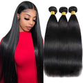 Human Hair Bundles 12, 14, 16 Inch - Natural Black, 3 Bundles Virgin Straight