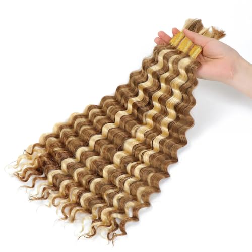 Highlight Blonde Deep Curly Braiding Hair 16 Inch Human Hair for Boho Braids - 150g