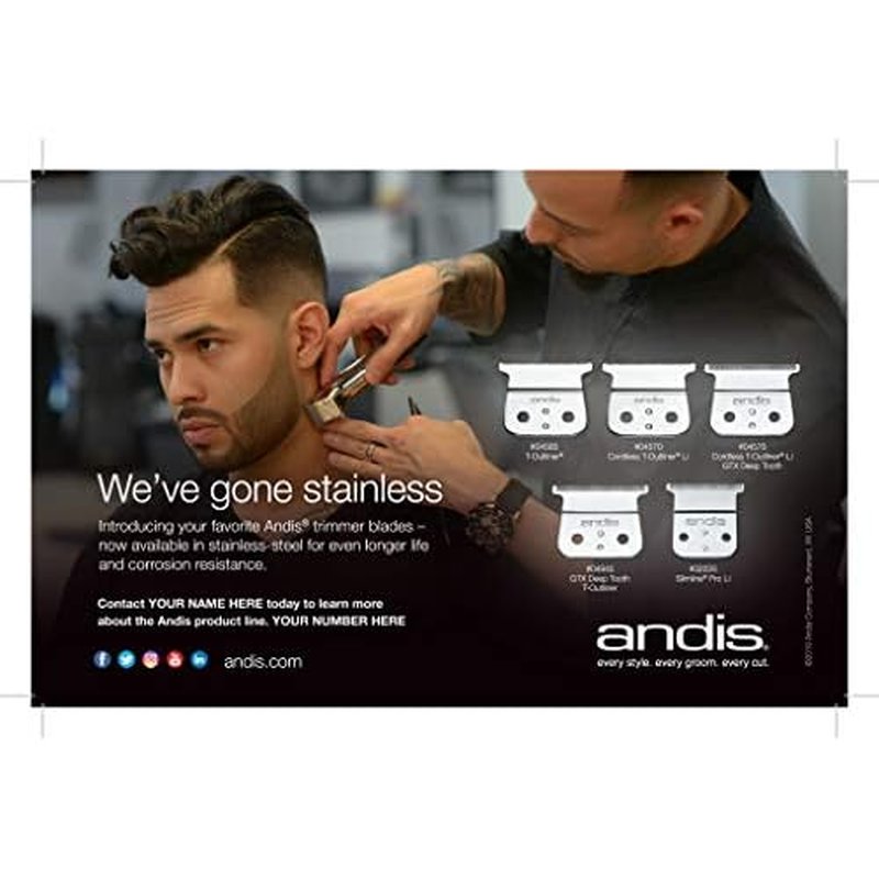 Andis 04570, Cordless T-Outliner Li Replacement T-Blade, Close Cutting, Stainless Steel