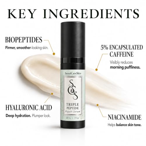 Hydrating Face and Under-Eye Serum with Peptides & Caffeine - 1 oz
