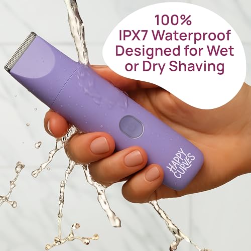 HAPPY CURVES Smoothie 2.0 Bikini Trimmer - Electric Razor for Women, Waterproof Hair Groomer with Adjustable Guards, Personal Shaver for Pubic Hair, Ladies Intimate Shaver and Body Trimmer (Guava)