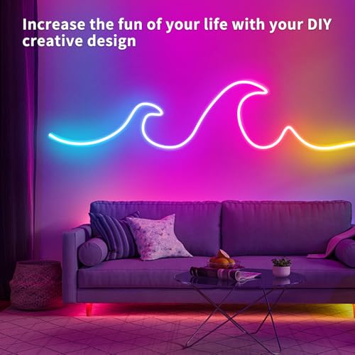 132FT RGB LED Neon Lights Strip with App Remote Waterproof Flexible Rope Lights for Bedroom & Outdoor Decor