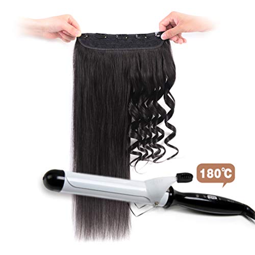 Winsky Real Human Hair Clip-In Extensions 14in #1B - 70g One Piece, Natural Black