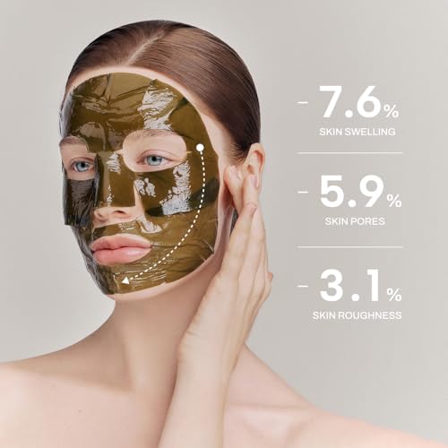 Whamisa Organic Algae Kelp Facial Sheet Mask, De-Puffing, Deep Hydration, Calming, Moisturizing, Fermentation, Korean Skin Care (5 PCS/Pack)