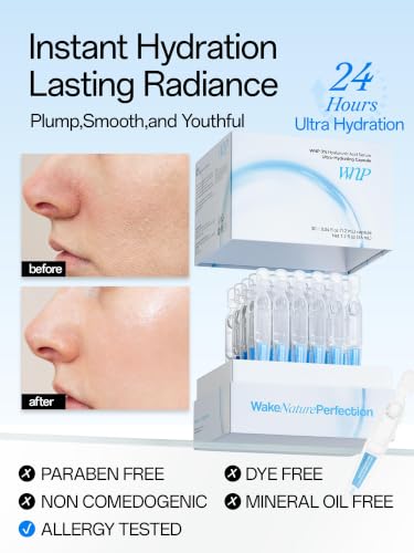 Hyaluronic Acid Face Serum Ampoules - Hydrating 3% 60 Vials for Dry Skin