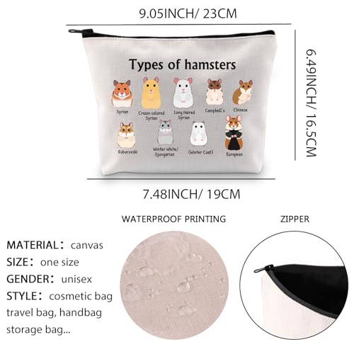 XYANFA Types Of Hamsters Makeup Bag Hamster Gifts For Hamster Lovers Hamster Mom Cosmetic Bag (Types of hamsters)