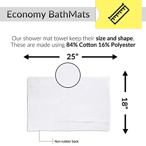 Gold Textiles 12 Pack White Cotton Blend Hotel Bath Mats 18x25 Inches Quick Dry