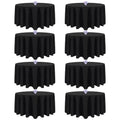 Black Round Tablecloth 120 Inch for 48-96 Inch Tables - 8 Pack, Reusable