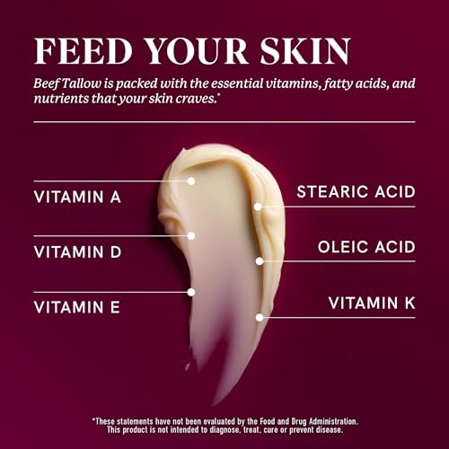 Beef Tallow Face Moisturizer for Women | With Hyaluronic Acid | Hydrating Whipped Beef Tallow for Skin Care for Women | With Jojoba & Sweet Almond Oil | Paraben & Cruelty-Free, Non-GMO | 4 oz