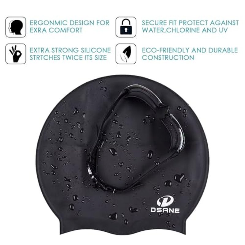 Dsane Extra Large Swimming Cap for Women and Men,Special Design Swim Cap for Very Long Thick Curly Hair&Dreadlocks Weaves Braids Afros Silicone Keep Your Hair Dry