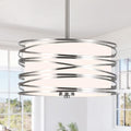ACNKTZ 12.6'' Brushed Nickel Drum Pendant Light - 3-Light Hanging Chandelier for Kitchen & Dining