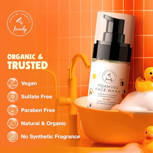 Kids Face Wash Foam Cleanser with Organic Orange Extract - Gentle & Hydrating, 150ml