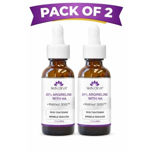 SKIN DEVA 20% Argireline Serum with Matrixyl 3000 Pure Hyaluronic Acid Serum For Face Deep Wrinkle Reducer Anti Aging Tones Skin and Stimulates Collagen Peptides Serum For Face - Pack of 2