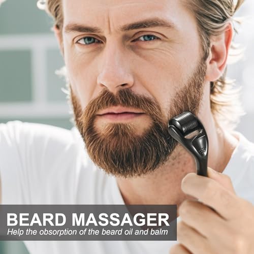 Naland Beard Growth Kit with Oil, Balm, Comb & Massager for Men - Fuller Beard Care