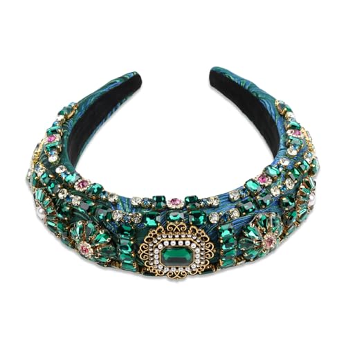 Wide Crystal Headband for Women Pearl Rhinestone Hair Accessory Party Wear
