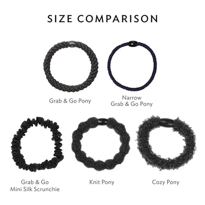 Black Hair Ties with Gold Bead for Thick Hair, Grab & Go Ponytail Holders, 8 Pack, Black | Gold Bead, Thick No-Crease Bands with Strong Hold, Damage-Free Design | L. Erickson