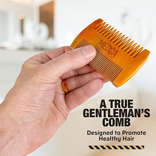 Wooden Beard and Comb Set for Men - Perfect for Beards Head Hair and Mustaches Men's Grooming Kit for Styling, Applying Beard Oils and Balms for Better Hair Care Growth and Impressive Hair Health