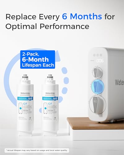 Waterdrop G3-2CF Reverse Osmosis Filter Replacement for G3-W G3P600 G3P800 Systems