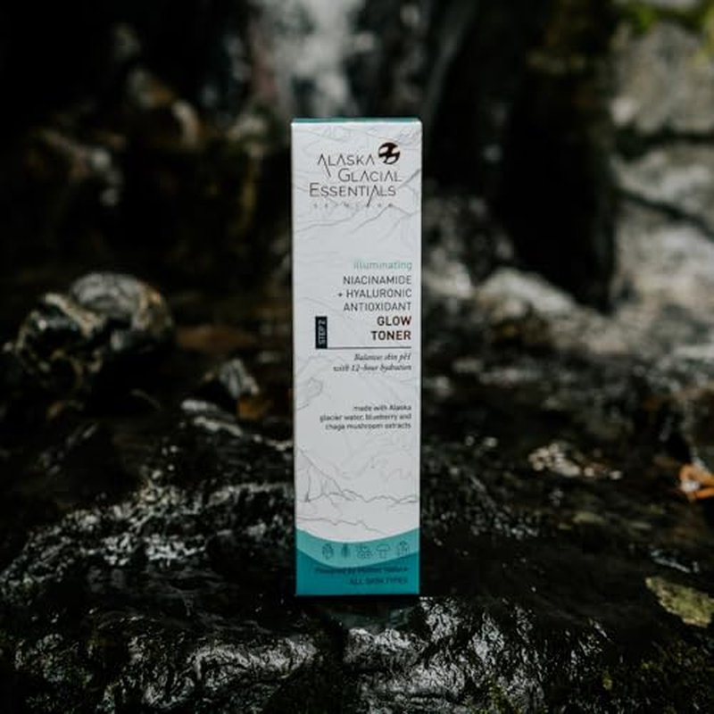 Alaska Glacial Niacinamide + Hyaluronic Glow Toner for Sensitive & Combination Skin | Refines Pores, Hydrates, Evens Tone | Antioxidant Brightening Mist ? 120ml