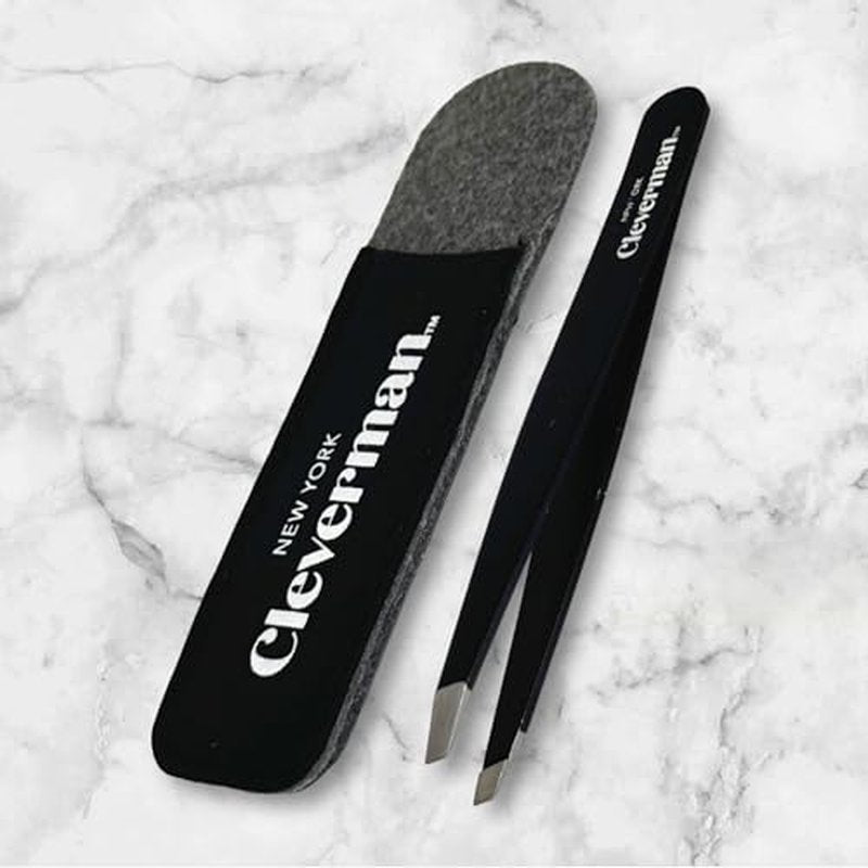 Cleverman Precision Slant Tweezer ? Expert Eyebrow and Facial Hair Removal, Ideal for Ingrown Hair & Splinters, Travel Tweezer