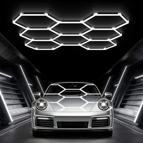 Glitgate 8-Grid Hex LED Panel Lights 245W 26950LM Daylight 6500K Garage Workshop