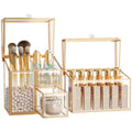 Makeup Brush Organizer ? Vanity Organizer with 18-Slot Lipstick Organizer & Makeup Brush Holder with Lid ? Skincare, Perfume & Cosmetic Storage for Bathroom or Dresser