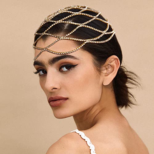 Vijiv 1920s Flapper Headpiece for Women Roaring 20s Gatsby Wedding Hair Accessory - Gold