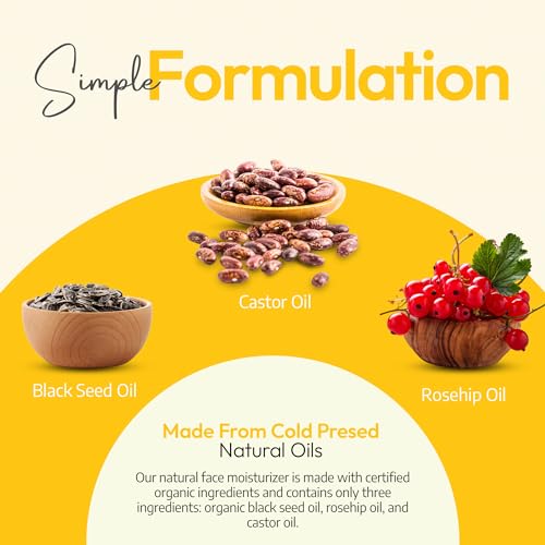 Skin Maxx Organic Face Oil with Castor, Rosehip & Black Seed Oil - 2 Fl Oz, Anti-Aging Moisturizer for Glowing Skin