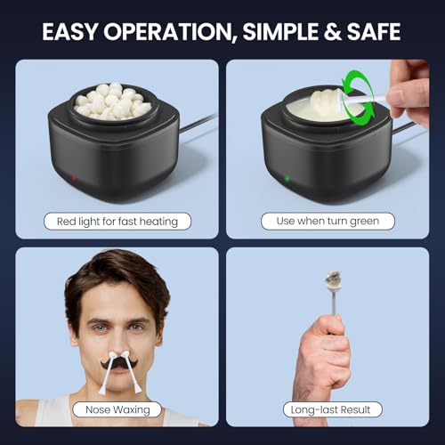SUERBEATY Black Nose and Ear Waxing Kit for Men - Fast Heating, Complete Grooming Set