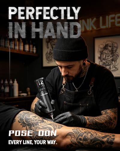 POSEIDON Wireless Tattoo Gun Kit 2PCS 2300mAh Battery LED Display - Two Battery