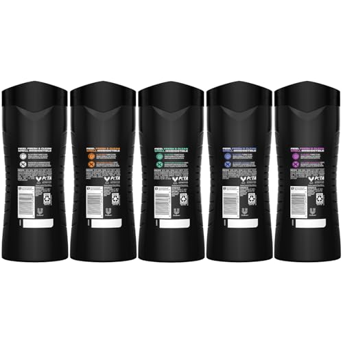 Men's 3-in-1 Body Face & Hair Wash 5-Pack, Invigorating Scents, 16 fl oz