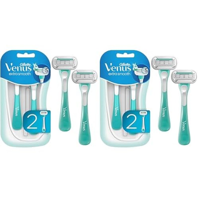 Gillette Venus Extra Smooth Sensitive Razor for Women | Disposable | For Sensitive Skin | 2 Count | Pack of 2
