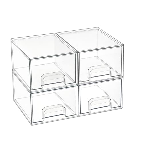 Vtopmart 4 Pack 4.4''H and 4 Pack 7.6" H Clear Stackable Storage Drawers