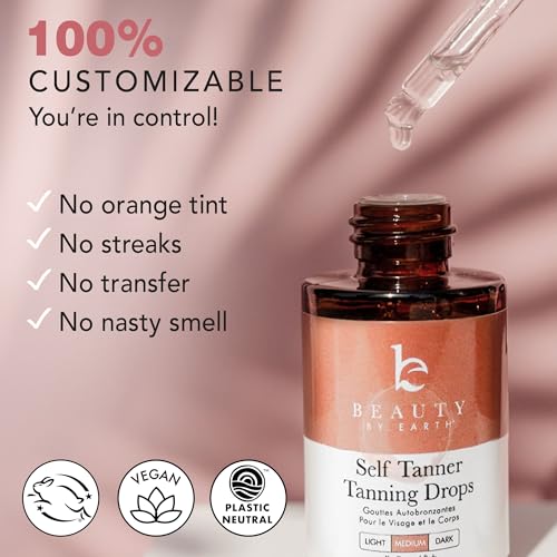 Self Tanning Drops with Kabuki Brush - Natural, Customizable Sunless Tan