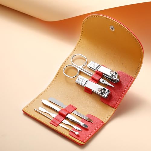 Lanties Red 12-Piece Mini Manicure Set 7-in-1 Nail Clipper Kit for Hands & Feet