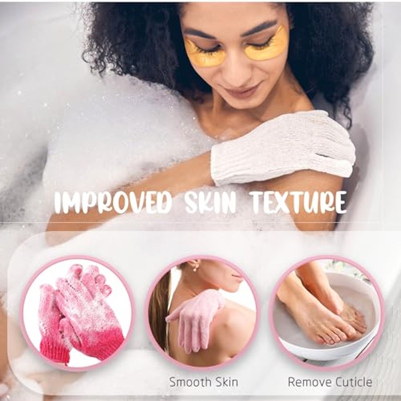 104 Pcs Exfoliating Glove Bulk Shower Gloves with Hanging Loop Exfoliating Body Scrubber Dead Skin Remover for Body Bath Beauty Spa Massage Scrubs Men Women Bathing(Multicolor)